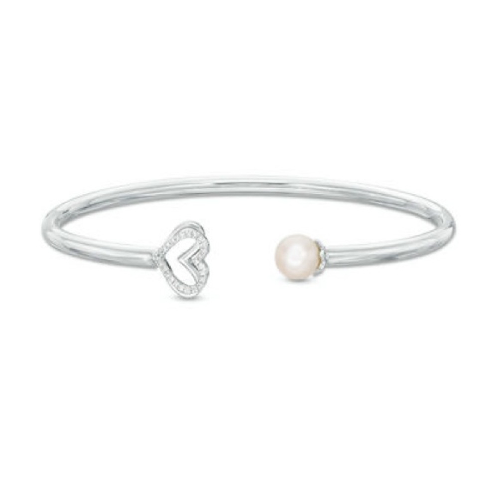 The Kindred Heart Vera Wang Love Collection Pearl Diamond Bangle Sterling Silver